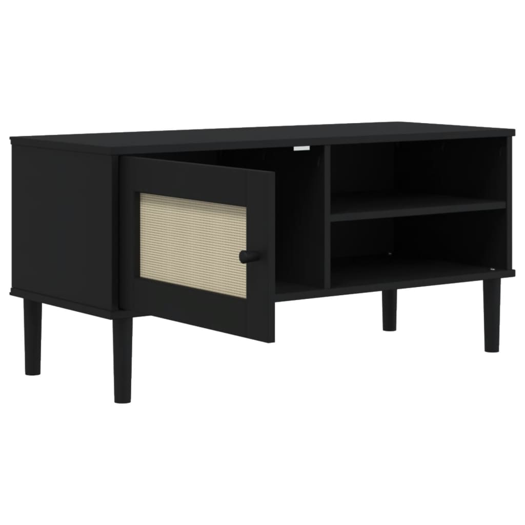 vidaXL TV cabinet SENJA 106x40x49 cm rattan solid pine wood brown