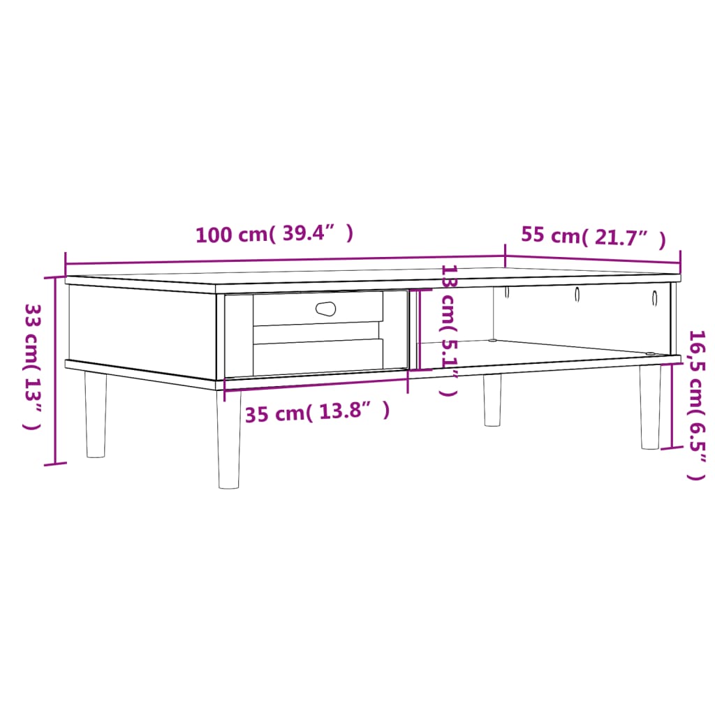 vidaXL Coffee table SENJA 100x55x33 cm rattan-look solid wood white