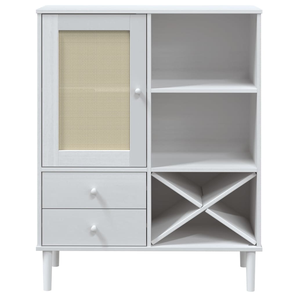 vidaXL Tall Cabinet SENJA 90x40x112 cm Rattan Look Pine Wood Brown