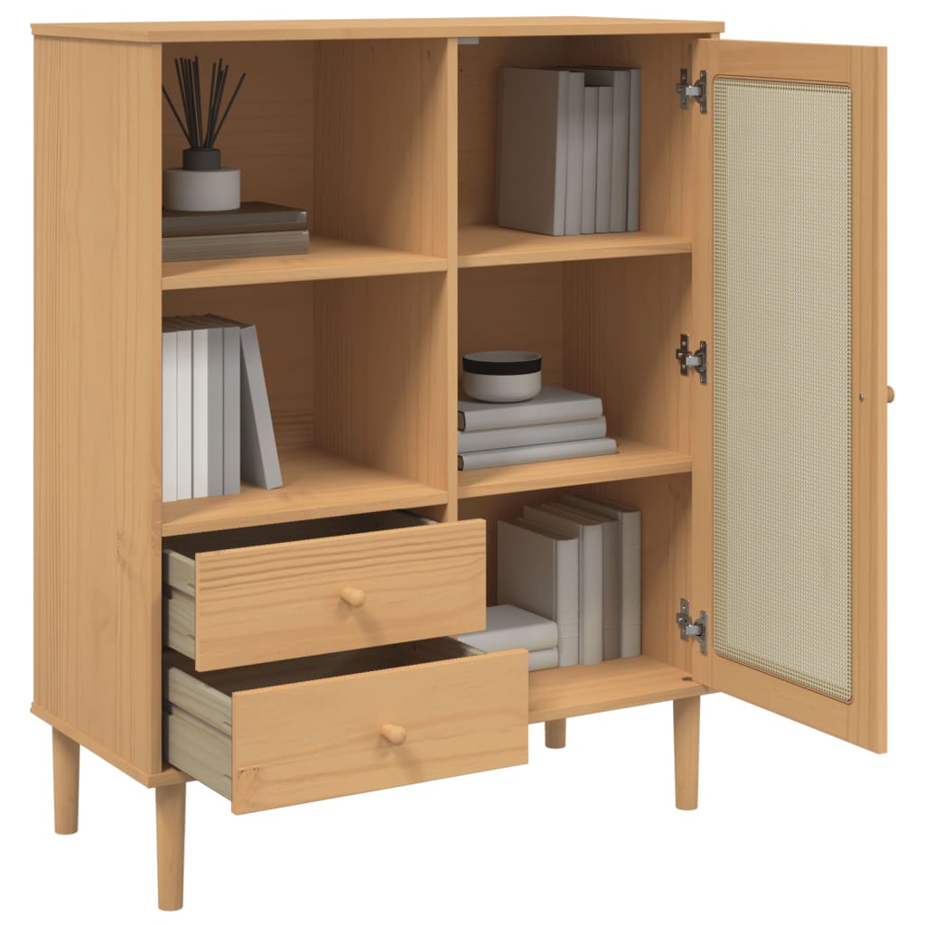 vidaXL Tall cabinet SENJA rattan-look 90x40x112 cm pine wood brown