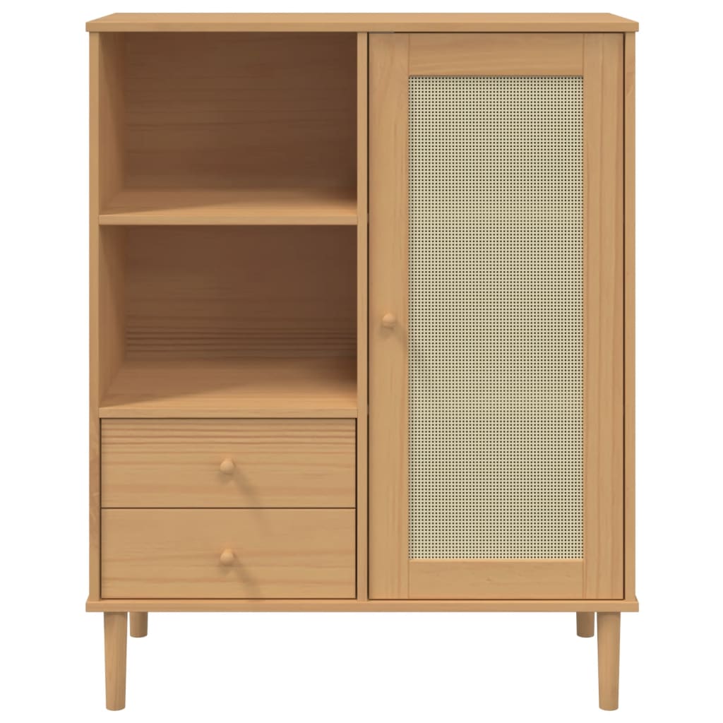 vidaXL Tall cabinet SENJA rattan-look 90x40x112 cm pine wood brown
