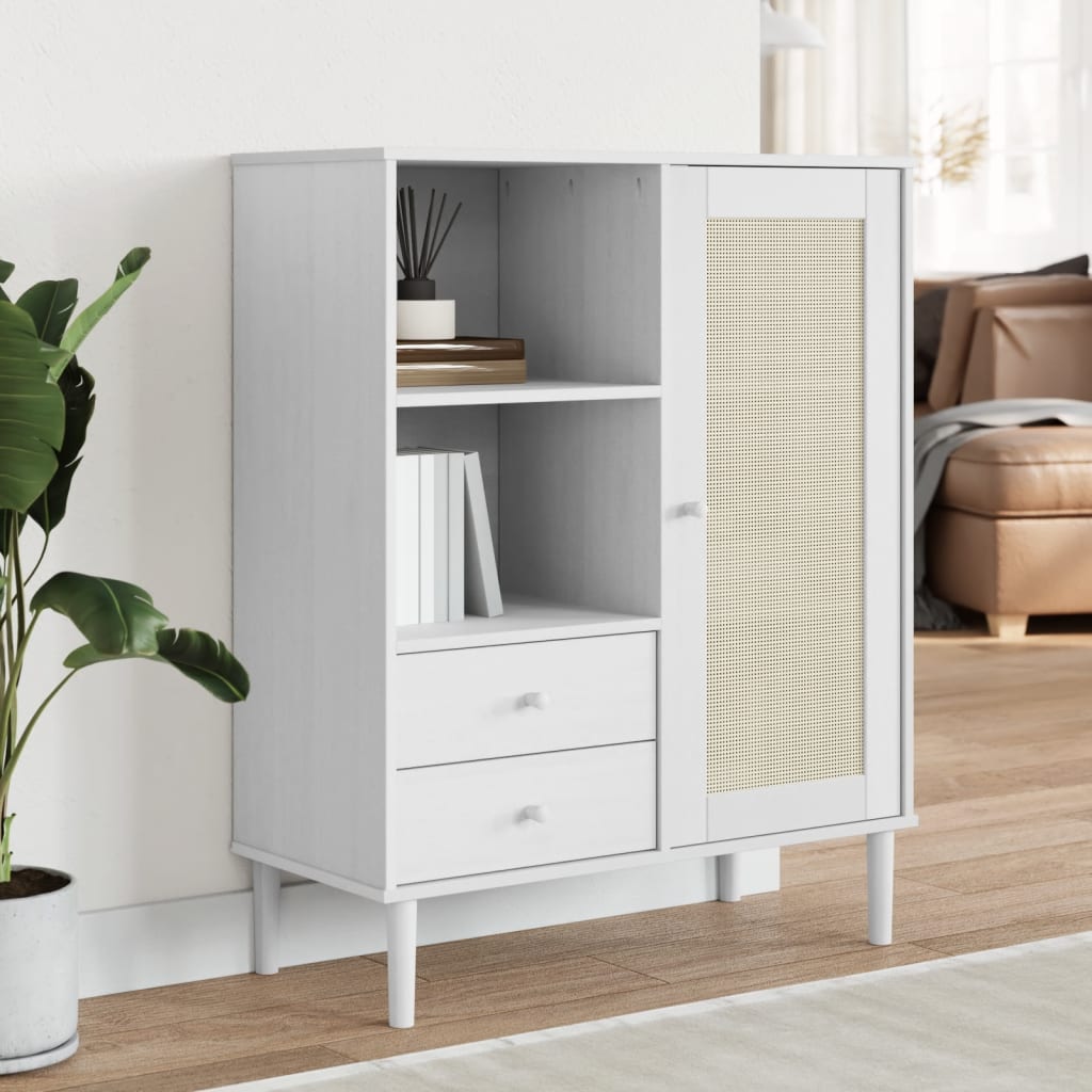 vidaXL Tall cabinet SENJA rattan-look 90x40x112 cm pine wood brown