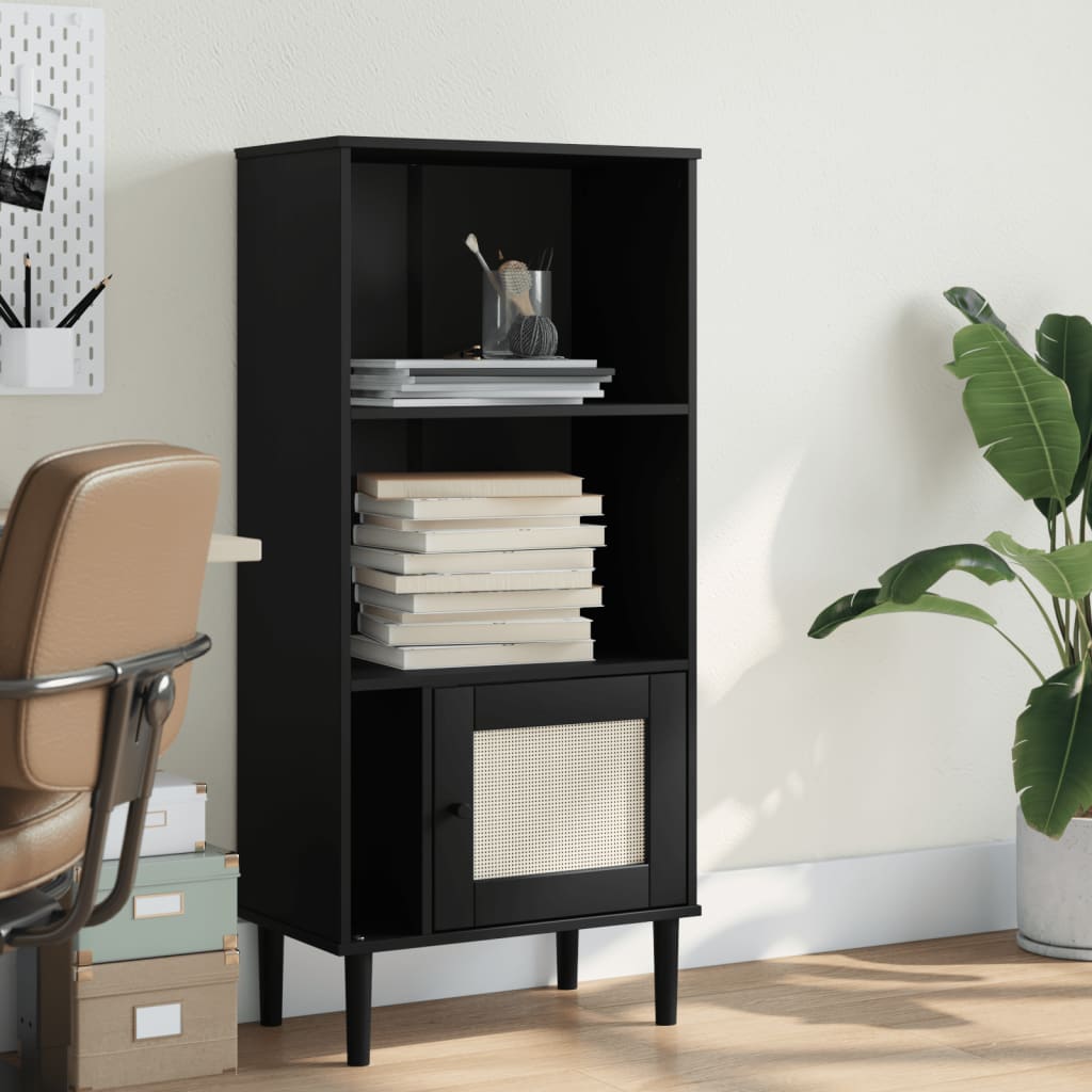 vidaXL Boekenkast SENJA rattan-look 60x35x130 cm grenenhout bruin