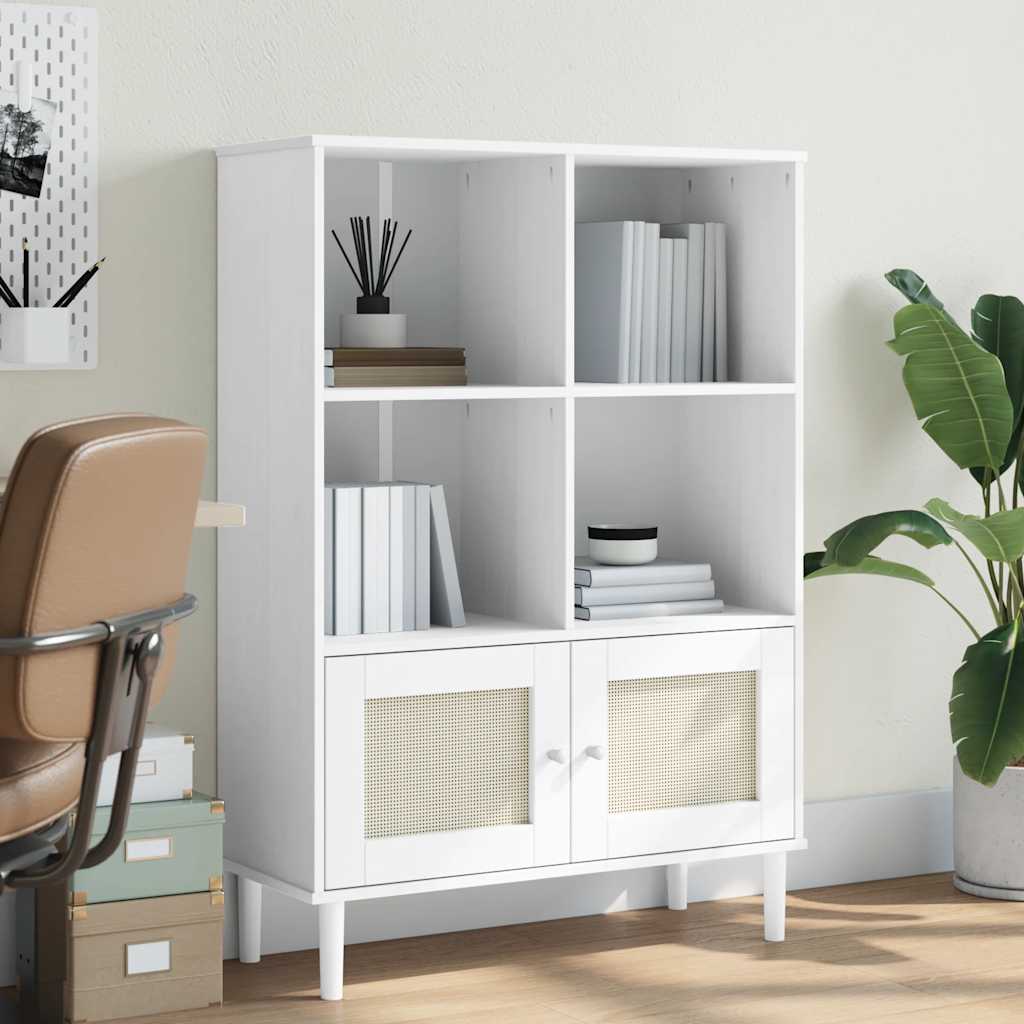 vidaXL Boekenkast SENJA rattan-look 90x35x130 cm grenenhout bruin
