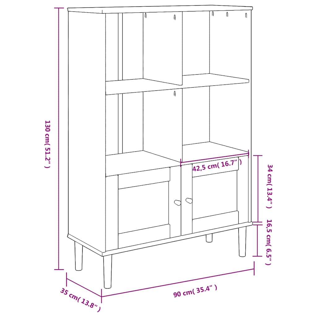vidaXL Boekenkast SENJA rattan-look 90x35x130 cm grenenhout bruin