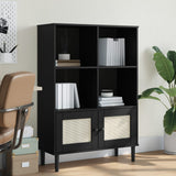 vidaXL Boekenkast SENJA rattan-look 90x35x130 cm grenenhout bruin