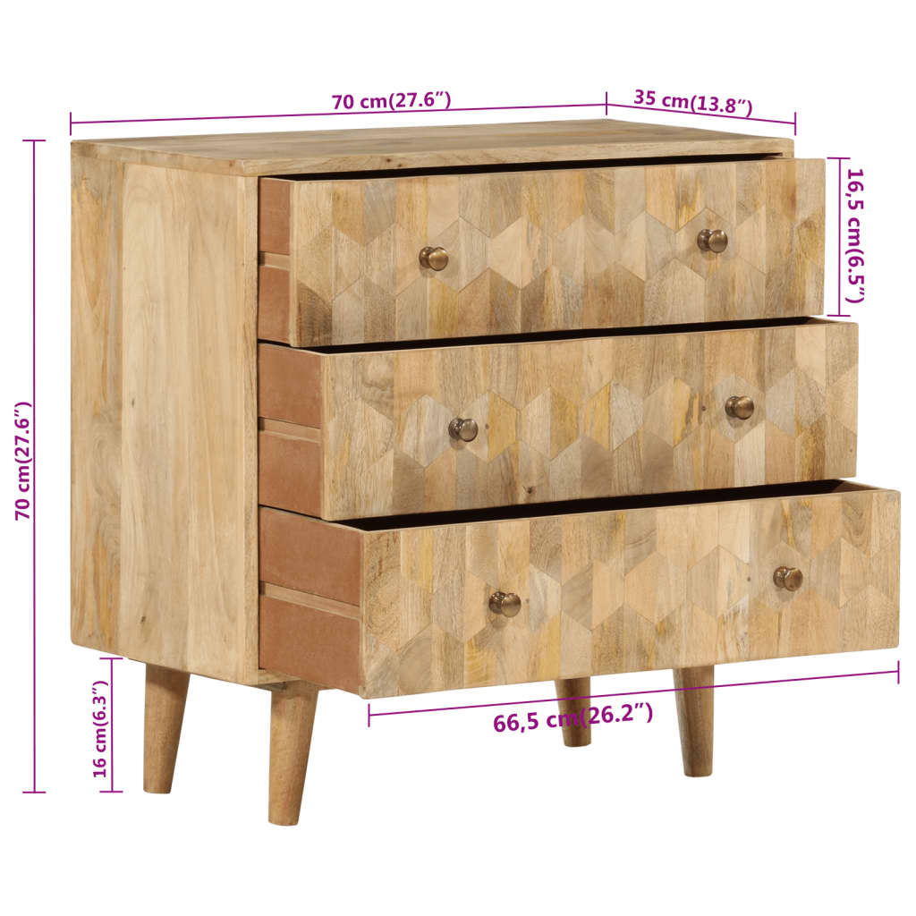 vidaXL Ladekast 70x35x70 cm massief mangohout