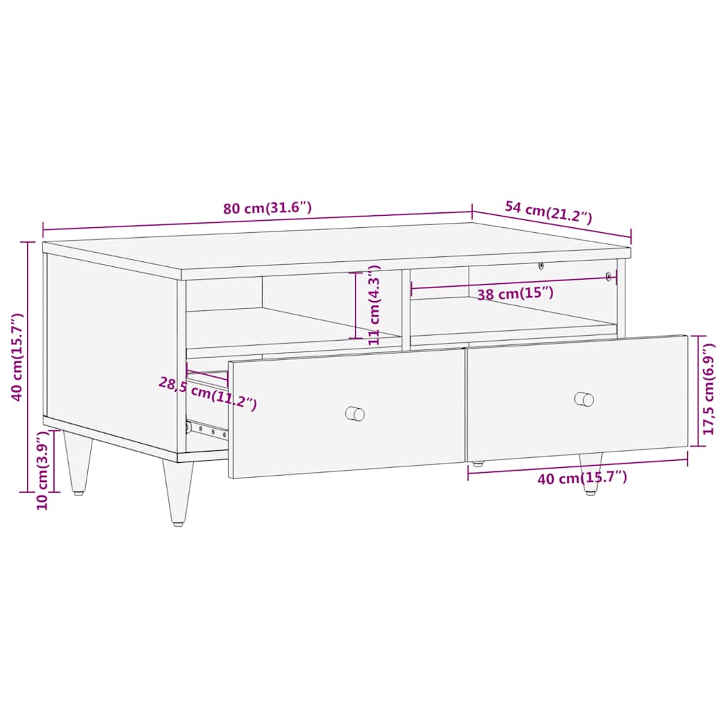 vidaXL Coffee table 80x54x40 cm solid mango wood