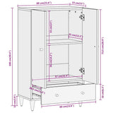 vidaXL Hoge kast 60x33x100 cm massief mangohout
