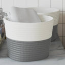 vidaXL Opbergmanden 2 st Ø 24x18 cm katoen grijs en wit