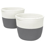 vidaXL Opbergmanden 2 st Ø 24x18 cm katoen grijs en wit