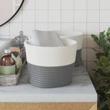 vidaXL Opbergmanden 2 st Ø 24x18 cm katoen grijs en wit