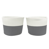 vidaXL Opbergmanden 2 st Ø 24x18 cm katoen grijs en wit