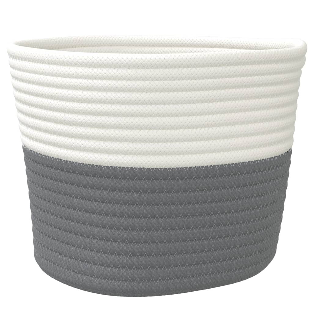vidaXL Opbergmanden 2 st Ø 24x18 cm katoen grijs en wit