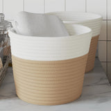vidaXL Opbergmanden 2 st Ø 24x18 cm katoen grijs en wit