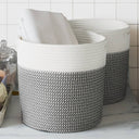 vidaXL Opbergmanden 2 st Ø 28x28 cm katoen grijs en wit