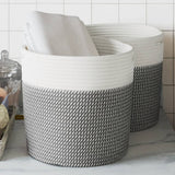 vidaXL Opbergmanden 2 st Ø 28x28 cm katoen grijs en wit