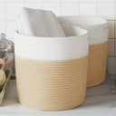 vidaXL Opbergmanden 2 st Ø 28x28 cm katoen grijs en wit
