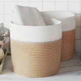 vidaXL Opbergmanden 2 st Ø 28x28 cm katoen grijs en wit