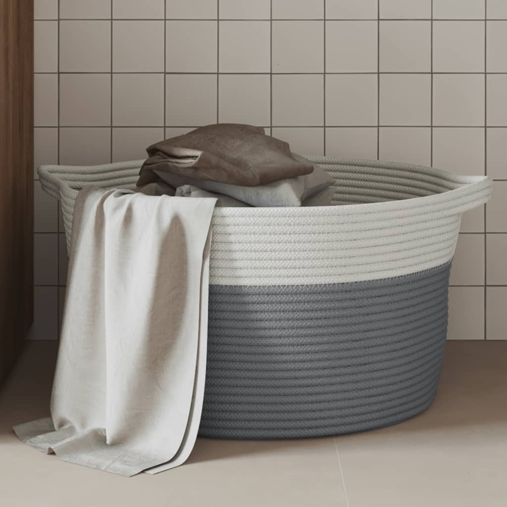 vidaXL Opbergmanden 2 st Ø 28x28 cm katoen grijs en wit