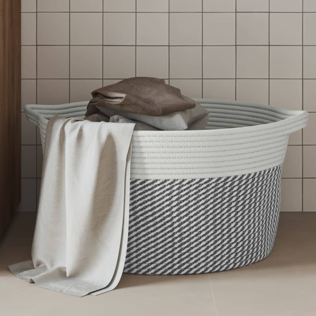 vidaXL Opbergmanden 2 st Ø 28x28 cm katoen grijs en wit