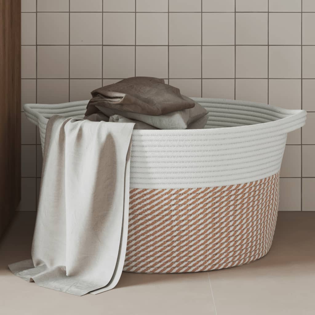 vidaXL Opbergmanden 2 st Ø 28x28 cm katoen grijs en wit