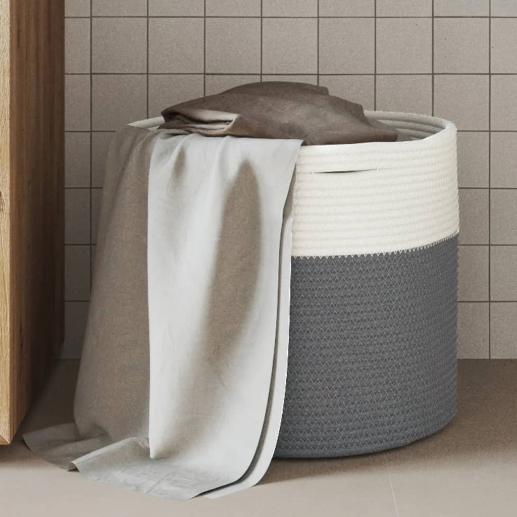 vidaXL Opbergmanden 2 st Ø 28x28 cm katoen grijs en wit