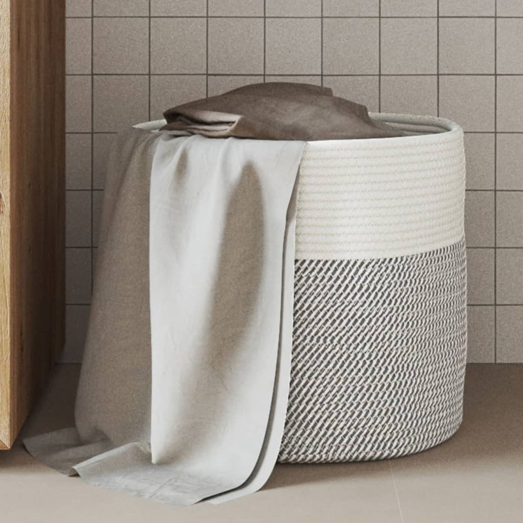 vidaXL Opbergmanden 2 st Ø 28x28 cm katoen grijs en wit