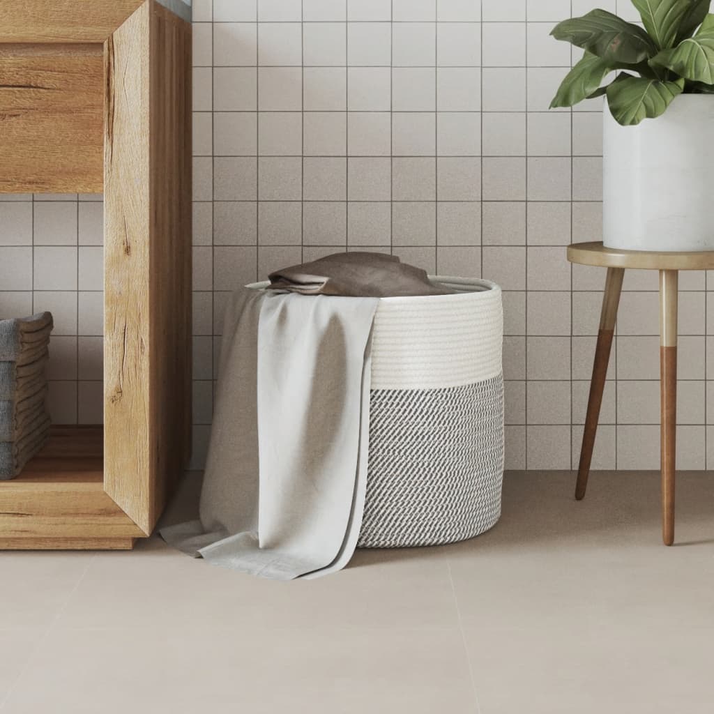 vidaXL Opbergmanden 2 st Ø 28x28 cm katoen grijs en wit