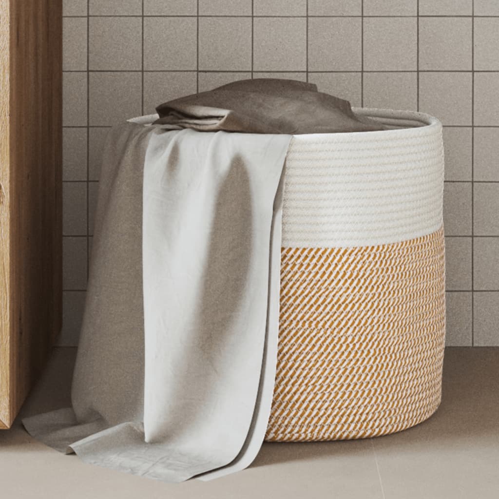 vidaXL Opbergmanden 2 st Ø 28x28 cm katoen grijs en wit