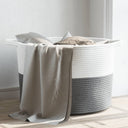 vidaXL Wasmand Ø 55x36 cm katoen grijs en wit