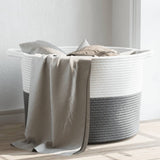 vidaXL Wasmand Ø 55x36 cm katoen grijs en wit