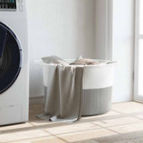 vidaXL Wasmand Ø 55x36 cm katoen grijs en wit