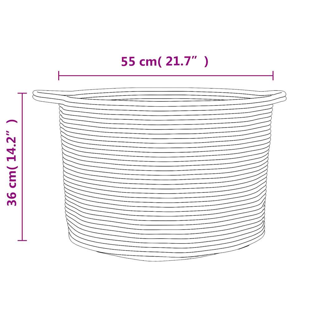 vidaXL Wasmand Ø 55x36 cm katoen grijs en wit