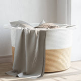 vidaXL Wasmand Ø 55x36 cm katoen grijs en wit