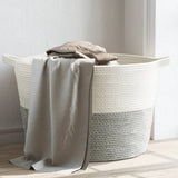vidaXL Wasmand Ø 55x36 cm katoen grijs en wit