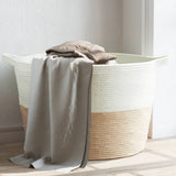 vidaXL Wasmand Ø 55x36 cm katoen grijs en wit