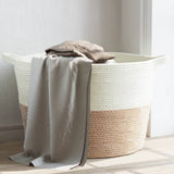 vidaXL Wasmand Ø 55x36 cm katoen grijs en wit