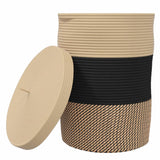 vidaXL Opbergmand met deksel Ø 37x50 cm katoen zwart en beige