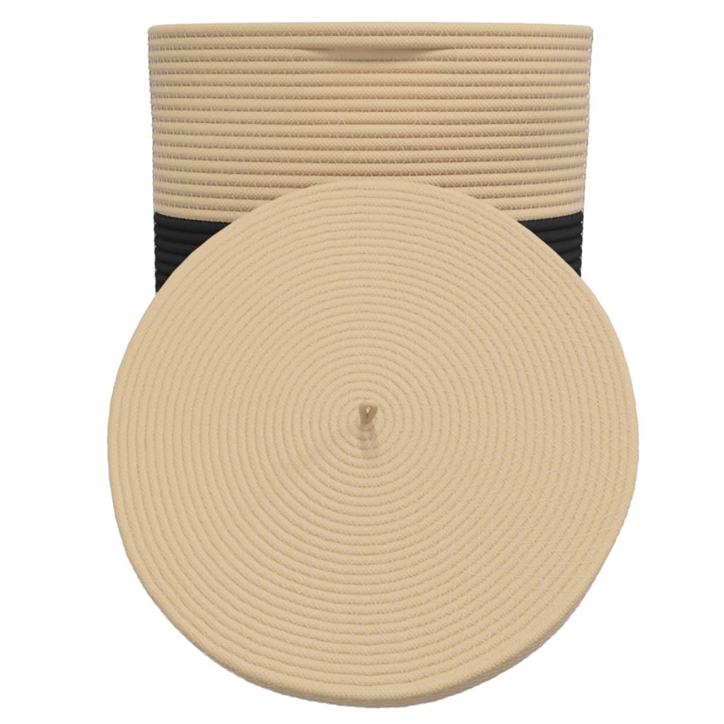 vidaXL Opbergmand met deksel Ø 37x50 cm katoen zwart en beige