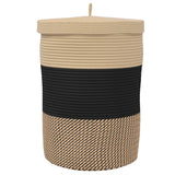 vidaXL Opbergmand met deksel Ø 37x50 cm katoen zwart en beige