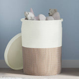 vidaXL Opbergmand met deksel Ø 37x50 cm katoen zwart en beige