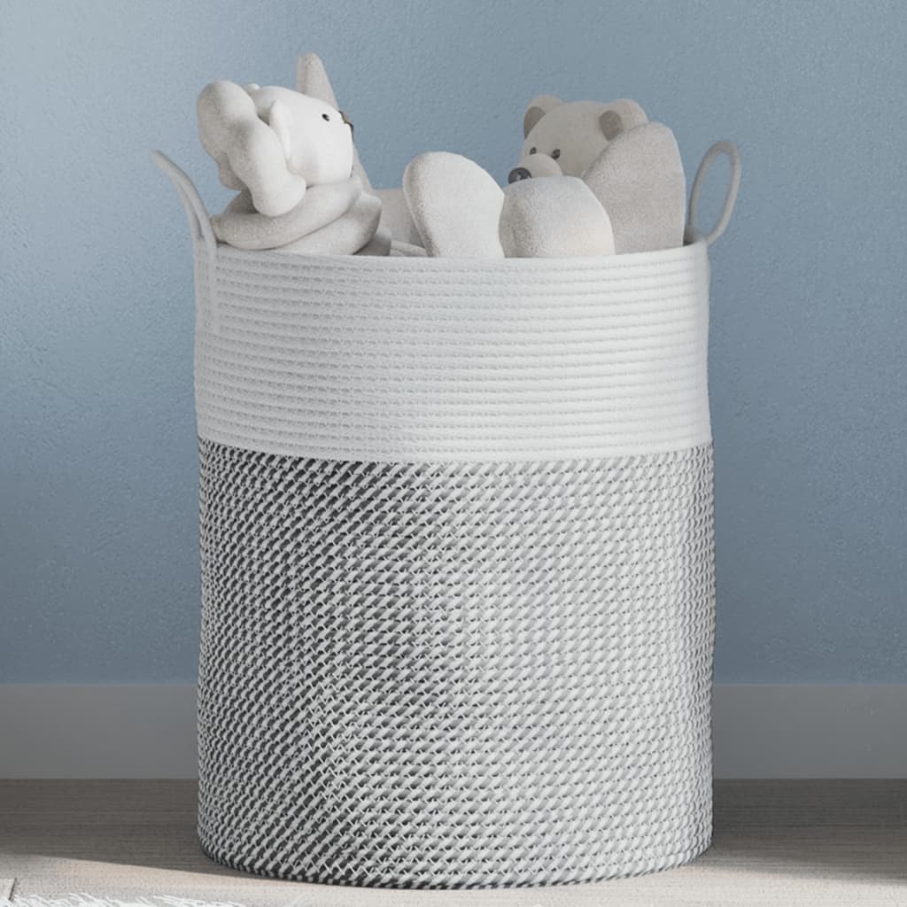 vidaXL Opbergmand Ø 38x46 cm katoen grijs en wit
