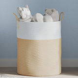 vidaXL Opbergmand Ø 38x46 cm katoen grijs en wit