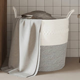 vidaXL Opbergmand Ø 38x46 cm katoen grijs en wit
