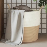 vidaXL Opbergmand Ø 38x46 cm katoen grijs en wit