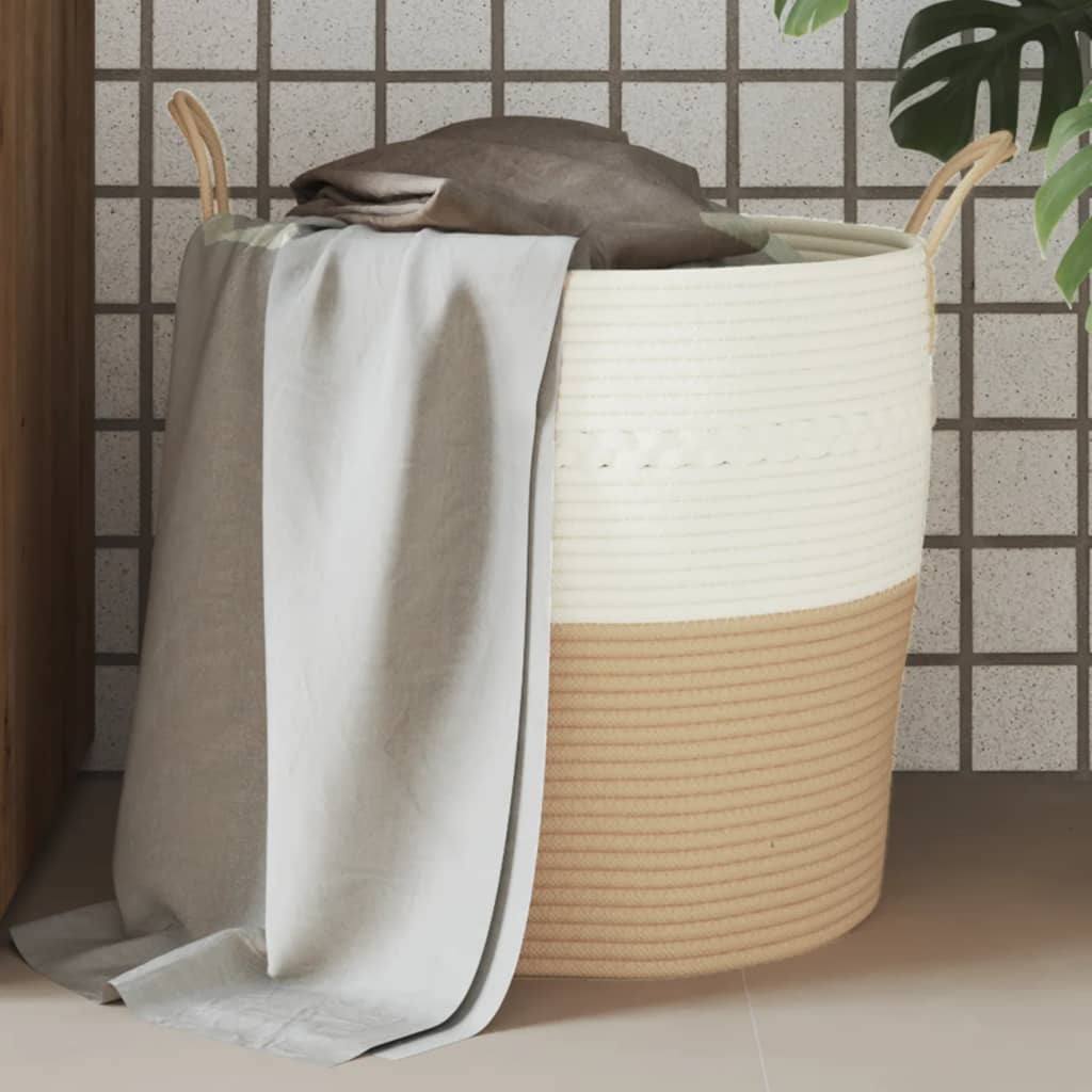 vidaXL Opbergmand Ø 38x46 cm katoen grijs en wit