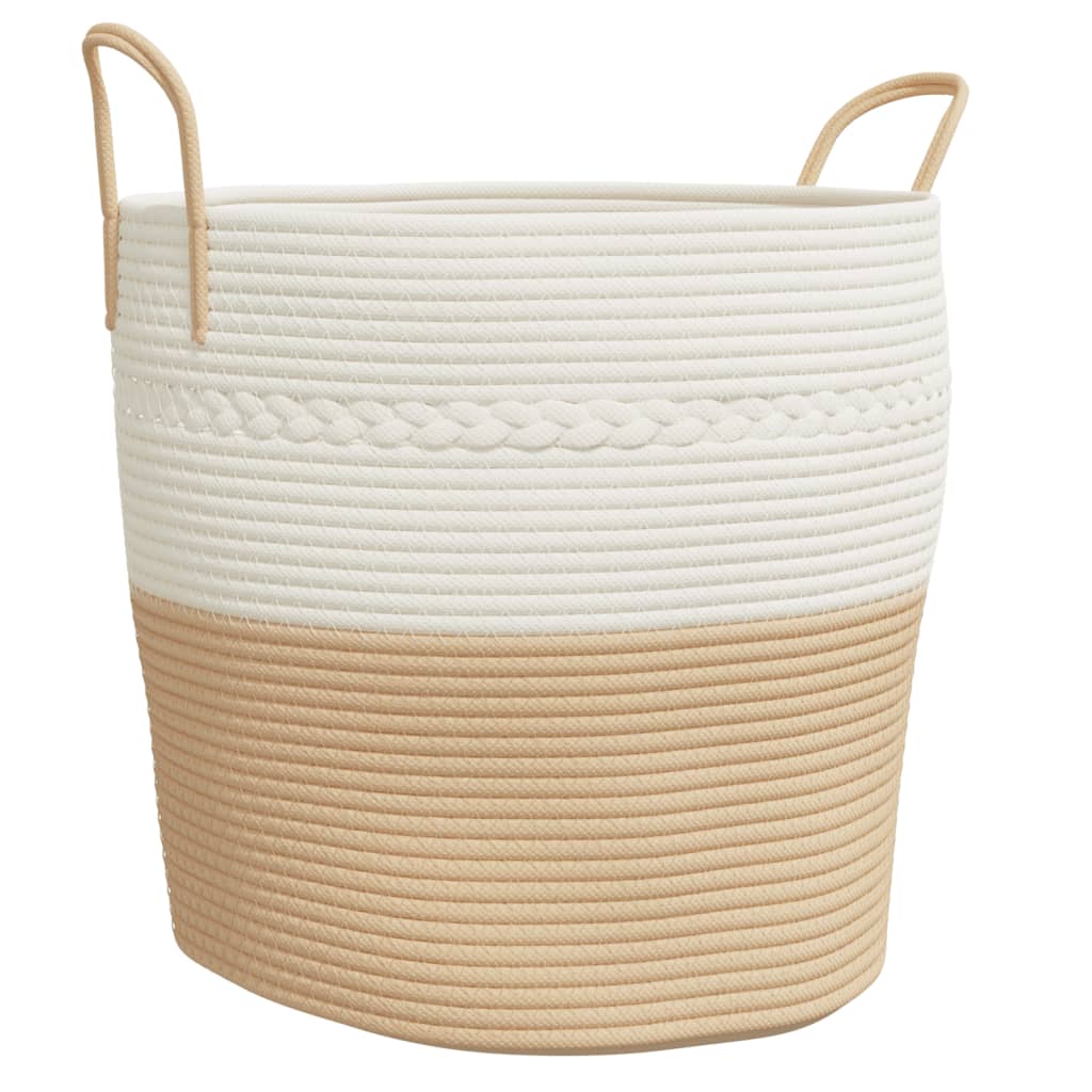 vidaXL Opbergmand Ø 38x46 cm katoen grijs en wit
