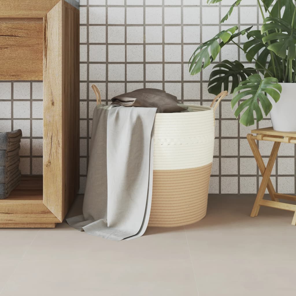 vidaXL Opbergmand Ø 38x46 cm katoen grijs en wit