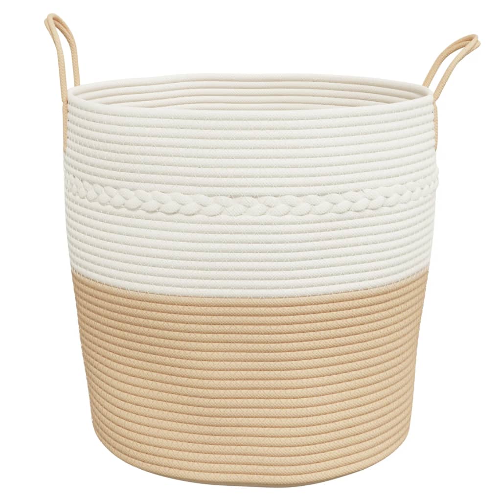 vidaXL Opbergmand Ø 38x46 cm katoen grijs en wit